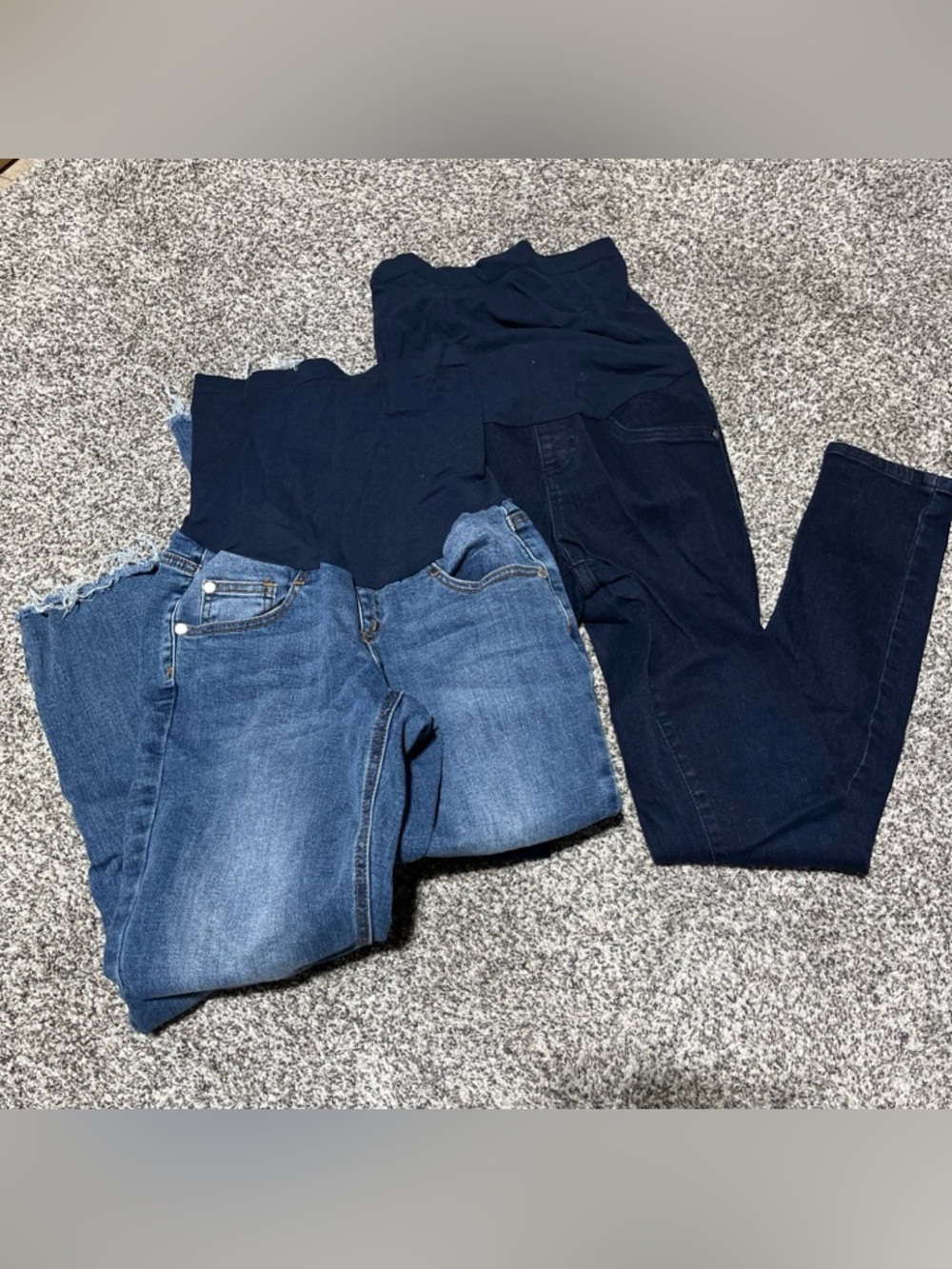 Lot Of 2 Indigo Blue Dark Wash / Light Wash Full Panel Maternity Jeans Small